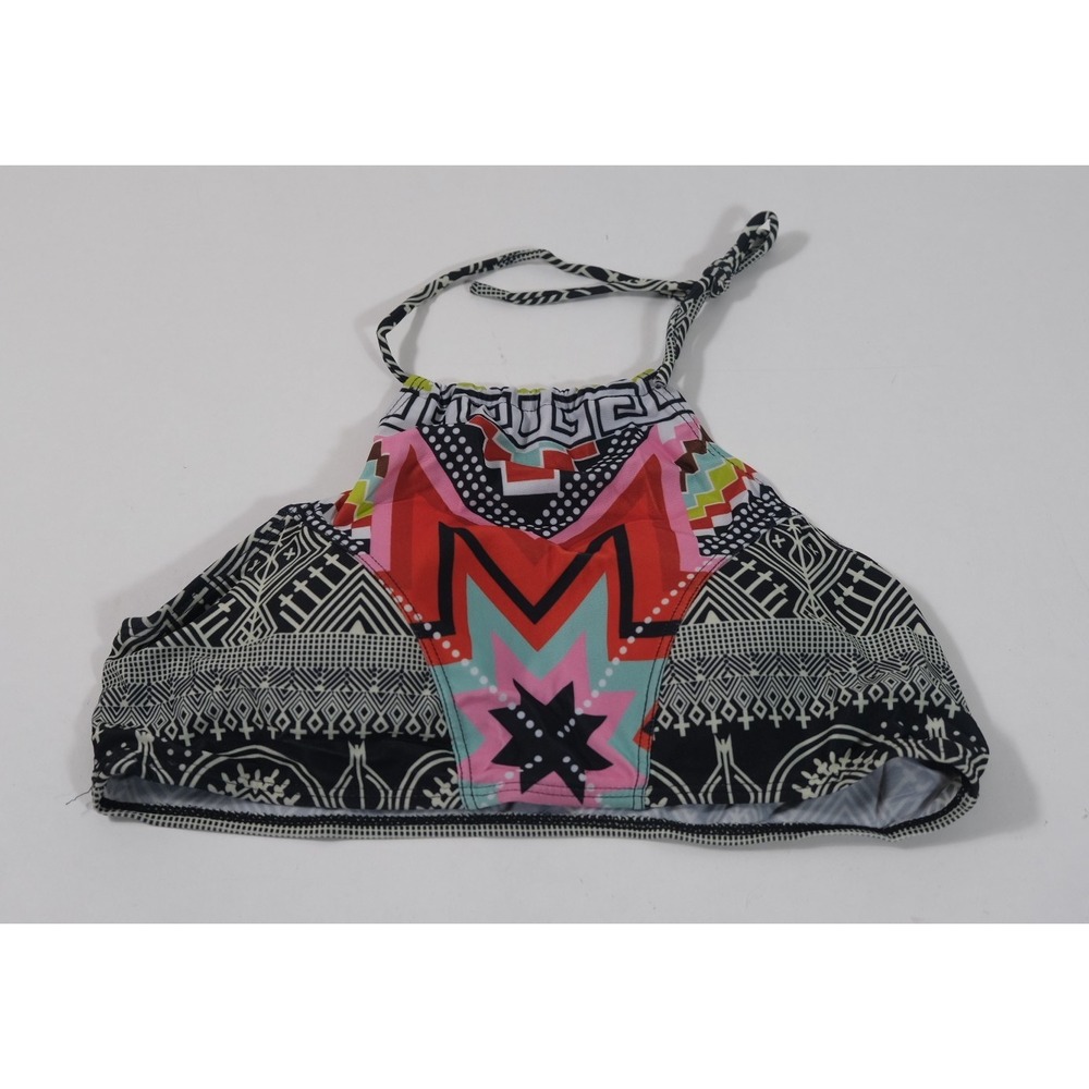 Poo Chai Bikini Top Women S Multicolor Geometric Tribal High Neck Halter Swim
